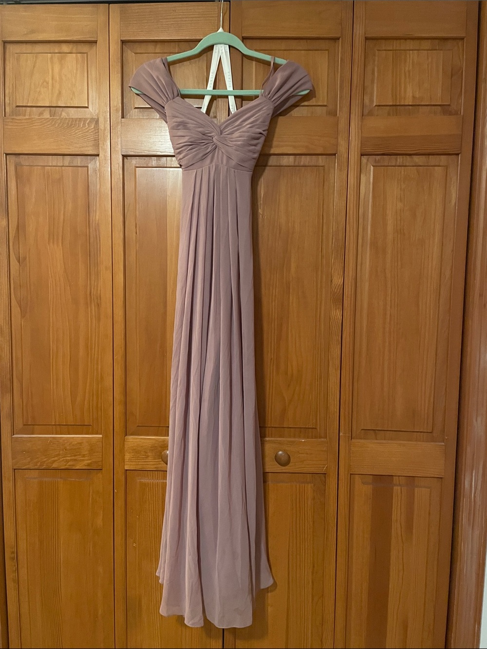 Azazie Mauve Off-Shoulder Maxi Dress